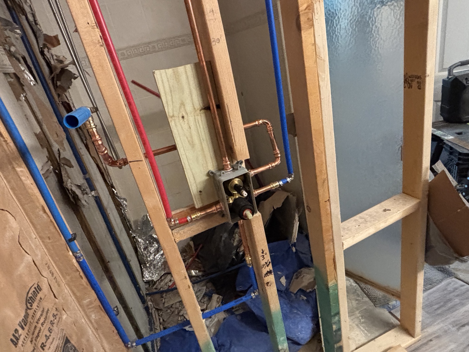 Custom shower valve and water-line rough-in